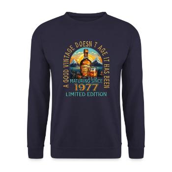 46e anniversaire 1977 46er Good Vintage Whisky - Sweat-shirt Unisexe - marine - Devant - Alina (178cm) & Michal (187cm)