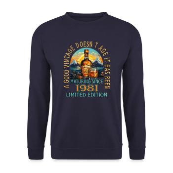 42nd Birthday 1981 42 Good Vintage Whisky - Unisex Sweatshirt - navy - Front - Alina (178cm) & Michal (187cm)