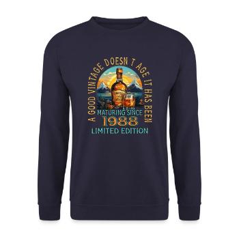 35. Geburtstag 1988 35er Guter Jahrgang Whisky - Unisex Pullover - Navy - Vorne - Alina (178cm) & Michal (187cm)