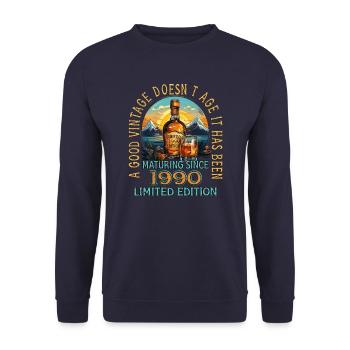 33e anniversaire 1990 33 Good Vintage Whisky - Sweat-shirt Unisexe - marine - Devant - Alina (178cm) & Michal (187cm)