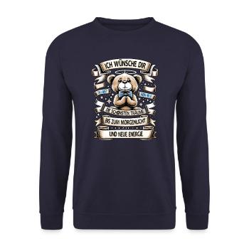 Schöne Träume Gute Nacht Teddy Bär Geschenk - Unisex Pullover - Navy - Vorne - Alina (178cm) & Michal (187cm)