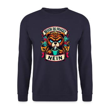 Bevor Du Fragst Nein Teddybär Kaffee Müde - Unisex Pullover - Navy - Vorne - Alina (178cm) & Michal (187cm)