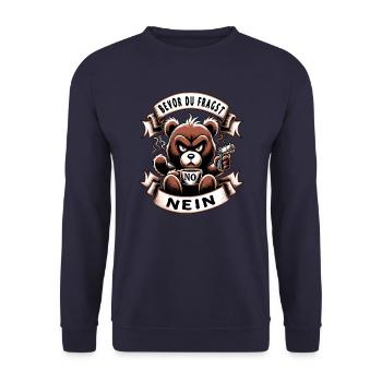 Bevor Du Fragst Nein Teddybär Kaffee Müde - Unisex Pullover - Navy - Vorne - Alina (178cm) & Michal (187cm)