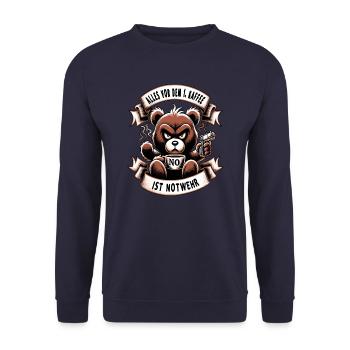 Alles Vor Dem 1 Kaffee Ist Notwehr Morgenmuffel - Unisex Pullover - Navy - Vorne - Alina (178cm) & Michal (187cm)