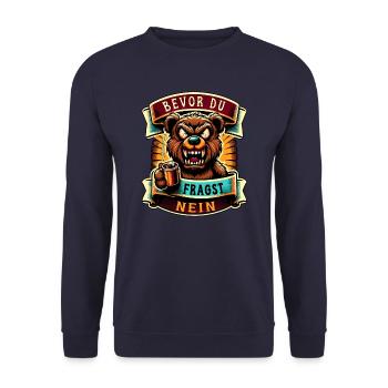 Bevor Du Fragst Nein Teddybär Kaffee Müde - Unisex Pullover - Navy - Vorne - Alina (178cm) & Michal (187cm)
