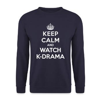 Keep calm and watch k-drama - Sweat-shirt Unisexe - marine - Devant - Alina (178cm) & Michal (187cm)