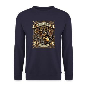 1976 Geburtstag Biker Ein Guter Jahrgang Altert - Unisex Pullover - Navy - Vorne - Alina (178cm) & Michal (187cm)