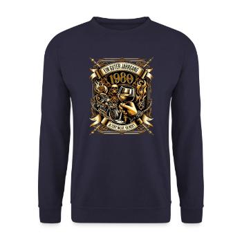 1980 Geburtstag Biker Ein Guter Jahrgang Altert - Unisex Pullover - Navy - Vorne - Alina (178cm) & Michal (187cm)