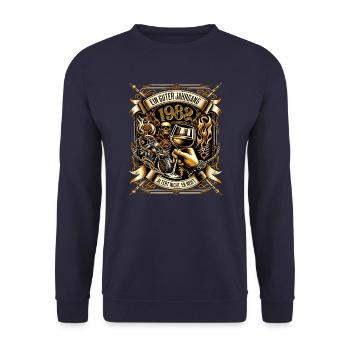 1982 Geburtstag Biker Ein Guter Jahrgang Altert - Unisex Pullover - Navy - Vorne - Alina (178cm) & Michal (187cm)