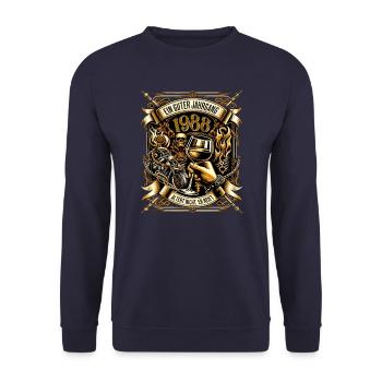 1988 Geburtstag Biker Ein Guter Jahrgang Altert - Unisex Pullover - Navy - Vorne - Alina (178cm) & Michal (187cm)