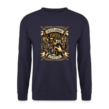 1989 Geburtstag Biker Ein Guter Jahrgang Altert - Unisex Pullover - Navy - Vorne - Alina (178cm) & Michal (187cm)