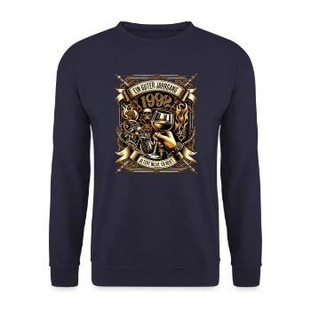 1992 Geburtstag Biker Ein Guter Jahrgang Altert - Unisex Pullover - Navy - Vorne - Alina (178cm) & Michal (187cm)