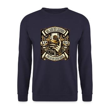55th Birthday Man Vintage 1969 Year of Legends - Unisex Sweatshirt - navy - Front - Alina (178cm) & Michal (187cm)