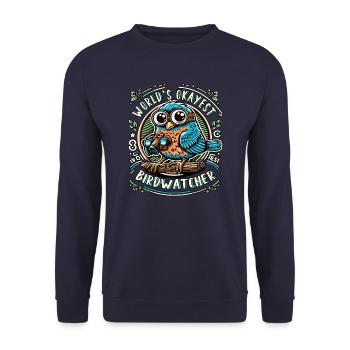 Weltbester Okayer Birdwatcher Vogelbeobachtung - Unisex Pullover - Navy - Vorne - Alina (178cm) & Michal (187cm)
