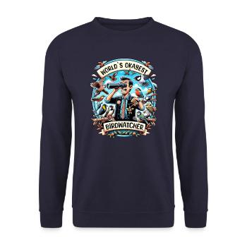 Weltbester Okayer Birdwatcher Vogelbeobachtung - Unisex Pullover - Navy - Vorne - Alina (178cm) & Michal (187cm)