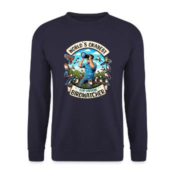 Weltbester Okayer Birdwatcher Vogelbeobachtung - Unisex Pullover - Navy - Vorne - Alina (178cm) & Michal (187cm)