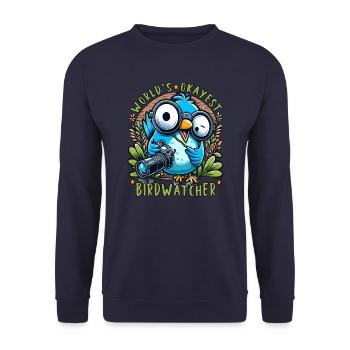 Weltbester Okayer Birdwatcher Vogelbeobachtung - Unisex Pullover - Navy - Vorne - Alina (178cm) & Michal (187cm)