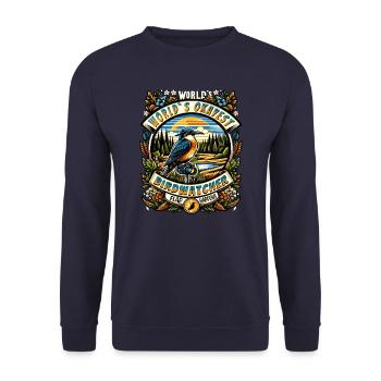 Weltbester Okayer Birdwatcher Vogelbeobachtung - Unisex Pullover - Navy - Vorne - Alina (178cm) & Michal (187cm)