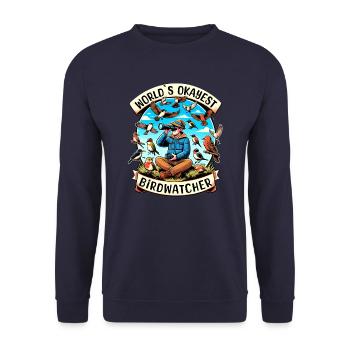 Weltbester Okayer Birdwatcher Vogelbeobachtung - Unisex Pullover - Navy - Vorne - Alina (178cm) & Michal (187cm)