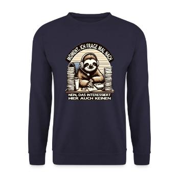 Moment Ich Frage Nach Faultier Call-Center - Unisex Pullover - Navy - Vorne - Alina (178cm) & Michal (187cm)