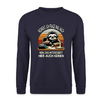 Moment Ich Frage Nach Faultier Call-Center - Unisex Pullover - Navy - Vorne - Alina (178cm) & Michal (187cm)