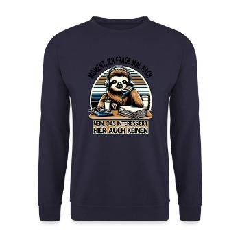 Moment Ich Frage Nach Faultier Call-Center - Unisex Pullover - Navy - Vorne - Alina (178cm) & Michal (187cm)