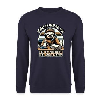 Moment Ich Frage Nach Faultier Call-Center - Unisex Pullover - Navy - Vorne - Alina (178cm) & Michal (187cm)