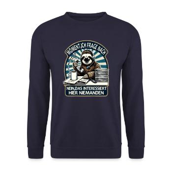 Moment Ich Frage Nach Faultier Call-Center - Unisex Pullover - Navy - Vorne - Alina (178cm) & Michal (187cm)