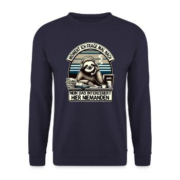 Moment Ich Frage Nach Faultier Call-Center - Unisex Pullover - Navy - Vorne - Alina (178cm) & Michal (187cm)