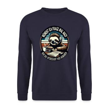 Moment Ich Frage Nach Faultier Call-Center - Unisex Pullover - Navy - Vorne - Alina (178cm) & Michal (187cm)
