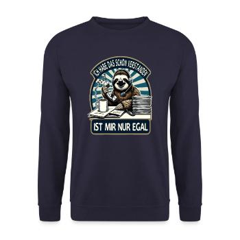 lustiger faLustiger Faultier Spruch Ich Habe Das S - Unisex Pullover - Navy - Vorne - Alina (178cm) & Michal (187cm)