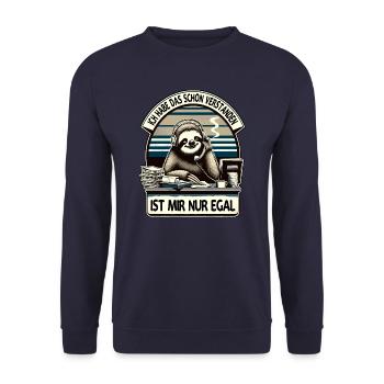 lustiger faLustiger Faultier Spruch Ich Habe Das S - Unisex Pullover - Navy - Vorne - Alina (178cm) & Michal (187cm)