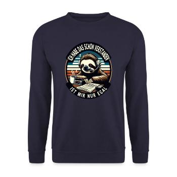 lustiger faLustiger Faultier Spruch Ich Habe Das S - Unisex Pullover - Navy - Vorne - Alina (178cm) & Michal (187cm)