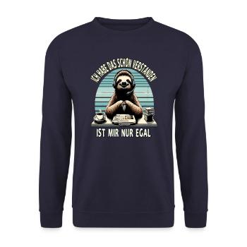 lustiger faLustiger Faultier Spruch Ich Habe Das S - Unisex Pullover - Navy - Vorne - Alina (178cm) & Michal (187cm)