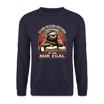 lustiger faLustiger Faultier Spruch Ich Habe Das S - Unisex Pullover - Navy - Vorne - Alina (178cm) & Michal (187cm)