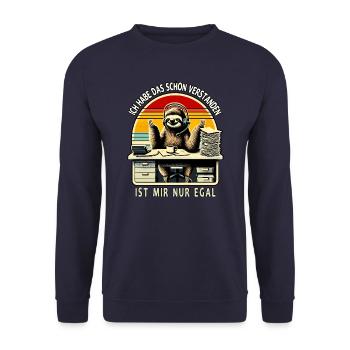 lustiger faLustiger Faultier Spruch Ich Habe Das S - Unisex Pullover - Navy - Vorne - Alina (178cm) & Michal (187cm)