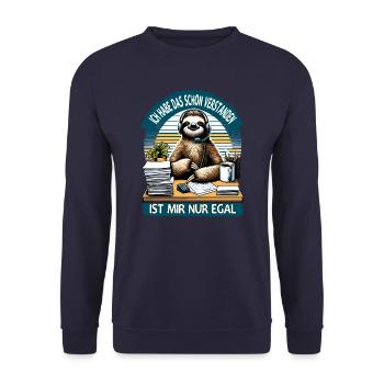 lustiger faLustiger Faultier Spruch Ich Habe Das S - Unisex Pullover - Navy - Vorne - Alina (178cm) & Michal (187cm)