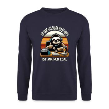 lustiger faLustiger Faultier Spruch Ich Habe Das S - Unisex Pullover - Navy - Vorne - Alina (178cm) & Michal (187cm)