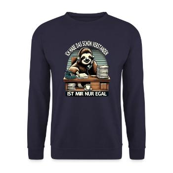 lustiger faLustiger Faultier Spruch Ich Habe Das S - Unisex Pullover - Navy - Vorne - Alina (178cm) & Michal (187cm)