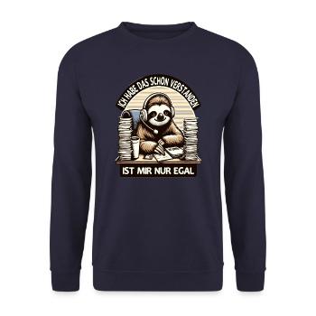 lustiger faLustiger Faultier Spruch Ich Habe Das S - Unisex Pullover - Navy - Vorne - Alina (178cm) & Michal (187cm)