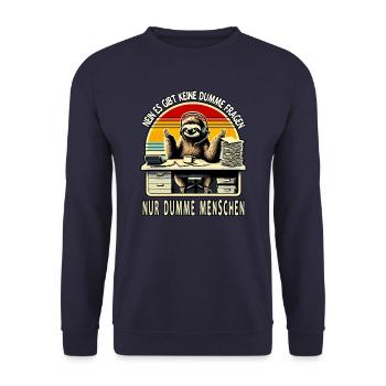 lustiger faLustiger Faultier Spruch keine dumme Fr - Unisex Pullover - Navy - Vorne - Alina (178cm) & Michal (187cm)