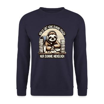 lustiger faLustiger Faultier Spruch keine dumme Fr - Unisex Pullover - Navy - Vorne - Alina (178cm) & Michal (187cm)