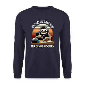 lustiger faLustiger Faultier Spruch keine dumme Fr - Unisex Pullover - Navy - Vorne - Alina (178cm) & Michal (187cm)