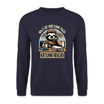 lustiger faLustiger Faultier Spruch keine dumme Fr - Unisex Pullover - Navy - Vorne - Alina (178cm) & Michal (187cm)