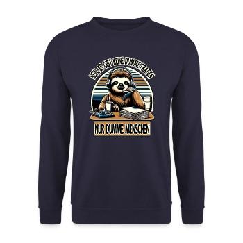 lustiger faLustiger Faultier Spruch keine dumme Fr - Unisex Pullover - Navy - Vorne - Alina (178cm) & Michal (187cm)