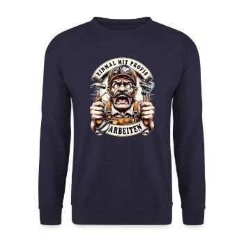 Einmal Mit Profis Arbeiten lustiger Handwerker - Unisex Pullover - Navy - Vorne - Alina (178cm) & Michal (187cm)