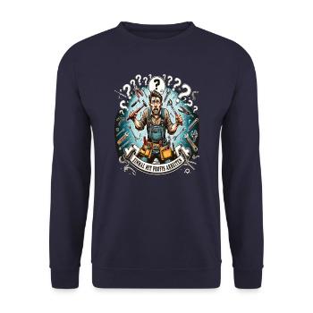 Einmal Mit Profis Arbeiten lustiger Handwerker - Unisex Pullover - Navy - Vorne - Alina (178cm) & Michal (187cm)