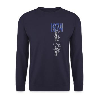 1974 Vintage anniversaire drôles dictons - Sweat-shirt Unisexe - marine - Devant - Alina (178cm) & Michal (187cm)