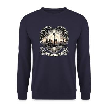 Dusseldorf Skyline Heart Love Home - Unisex Sweatshirt - navy - Front - Alina (178cm) & Michal (187cm)