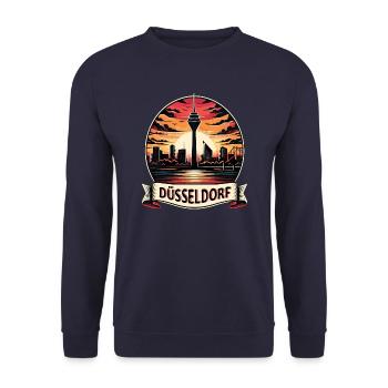 Dusseldorf Skyline Heart Love Home - Unisex Sweatshirt - navy - Front - Alina (178cm) & Michal (187cm)